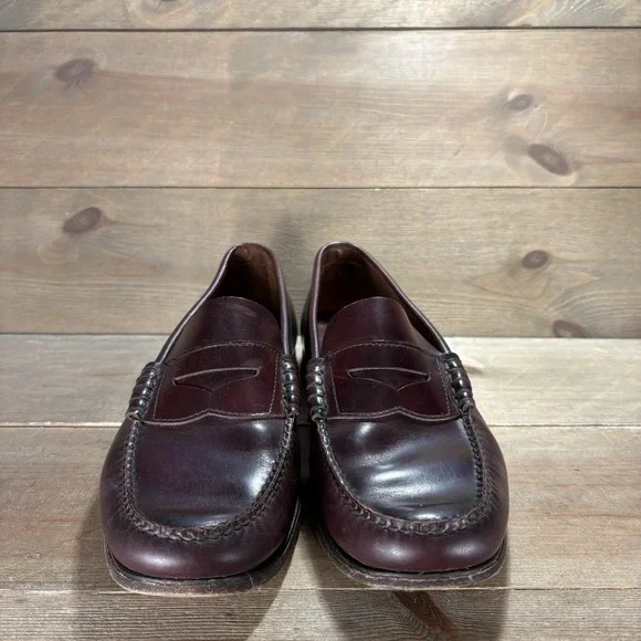 JL coombs mens size 9 wide E shoes brown burgundy leather comfort work loafers
